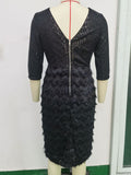 Women Evening Gown Sexy Retro Tassel Stitching Sequins Dress