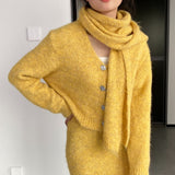 Women Knitted Two-Piece Set Cardigan Skirt Scarf Three-Piece Set Button Knitted Sweater Casual Suit 1t8852