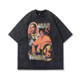 Men T Shirt Portrait Printing Distressed Short Sleeve T-shirt