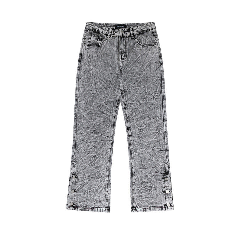 Men Jeans Retro Washed Distressed Tie-Dye Casual Jeans