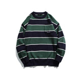 Unisex Sweater Fall Color-Blocking Striped Sweater