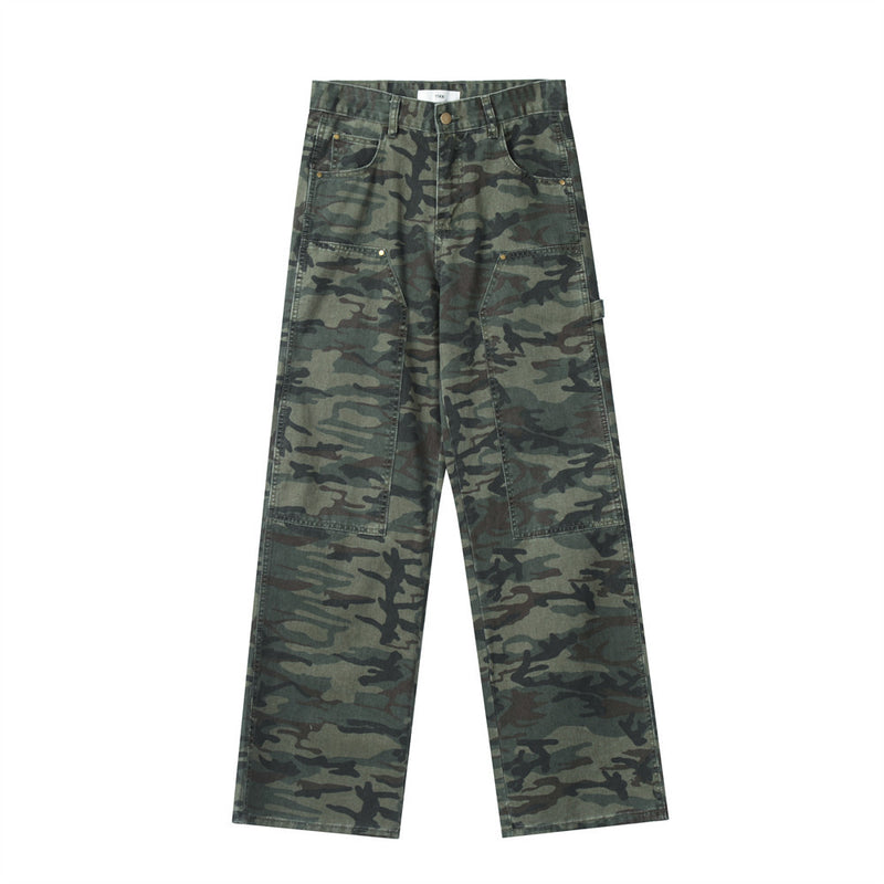 Men Sweatpants Tiger Pattern Camouflage Trousers Loose Sports Wide-Leg Pants