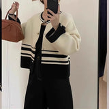 Women Knitwear Autumn and Winter round Neck Sweater Loose Knitted Cardigan