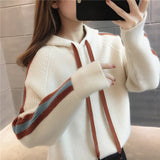Women Knitwear Autumn and Winter Hooded Pullover Sweater Loose Casual Sweater