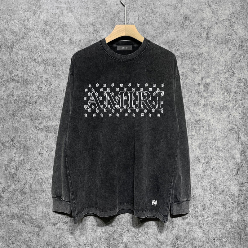 Amiri Long Sleeve Shirt Vintage T Shirt Washed and Worn Vintage Long Sleeve T-shirt