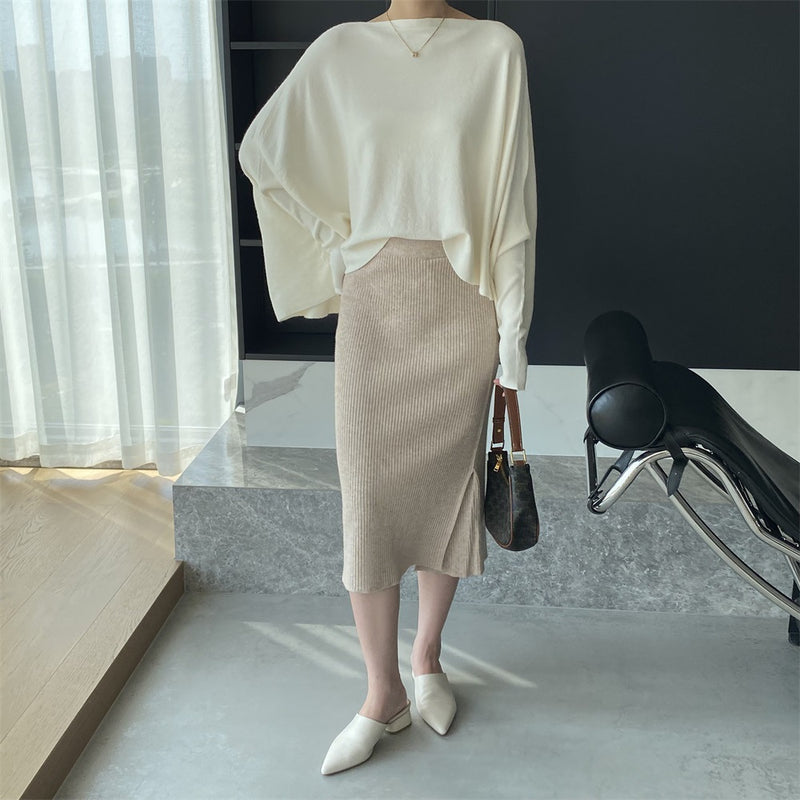 Women Knitted Skirt Autumn Knitted Skirt Hip Skirt