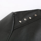 Red Leather Jacket Rivet Leather Clothing with Stand Collar