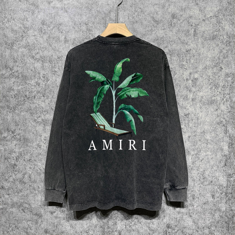 Amiri Long-Sleeve Shirt Creative Pattern Vintage Long Sleeve T-shirt