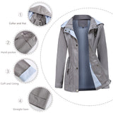 Women Trench Coat Autumn and Winter Detachable Hat Windbreaker Raincoat