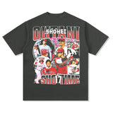 Mens Vintage baseball T-Shirt Vintage Shohei Ohtani Printed Short Sleeve T-Shirt Washed Crew Neck