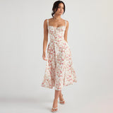 Women Dresses Spring Floral Skirt Vacation Style Suspender Dress (Lbk0409)