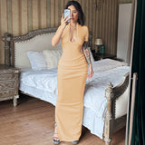 Women Dresses Spring Sexy Deep V Short Sleeve and Long Pattern Dress