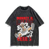 Anime Nika Luffy Washed Old Retro T-Shirt Short Sleeve