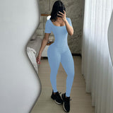 Women Jumpsuit Summer Backless Short Sleeve Jumpsuit (Hawthaw0412)