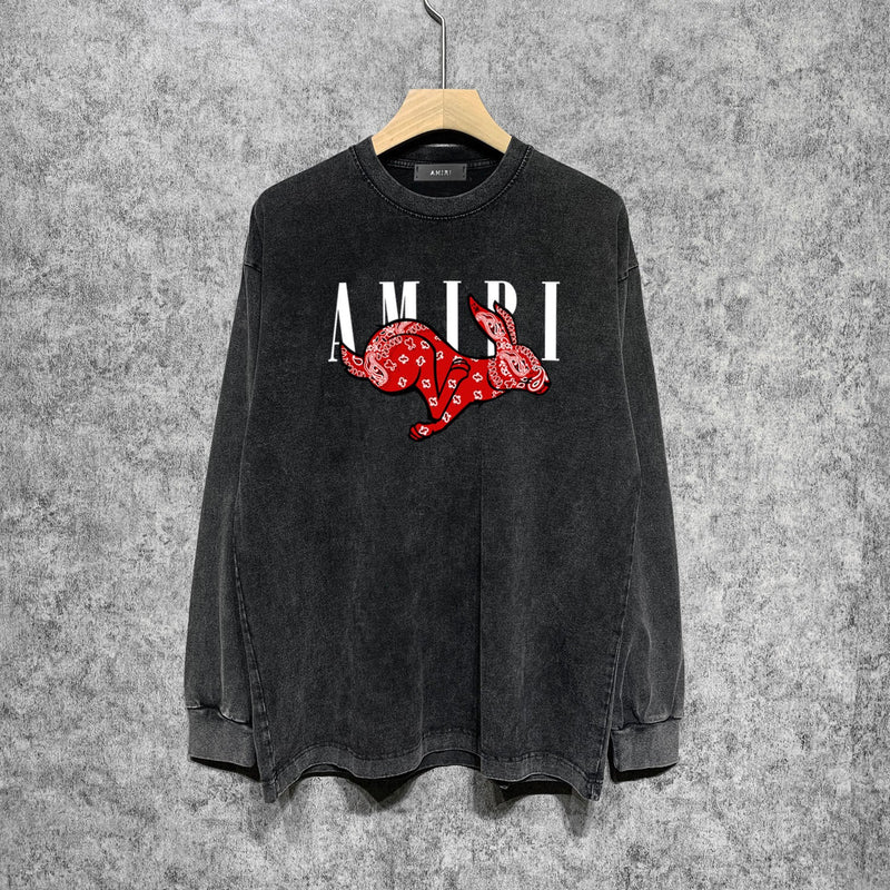 Amiri Long-Sleeve Shirt Vintage Distressed Long Sleeve T-shirt