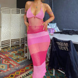Women Dresses V-neck Brace Mesh Sexy Dress Backless Dress