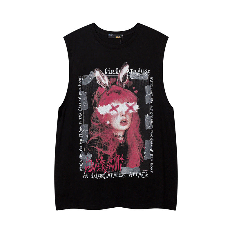 Men Vest Graffiti Sleeveless T-shirt Men and Women Couple Sports Vest