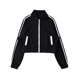 Women Jacket Black Baseball Uniform for Women Baggy Coat