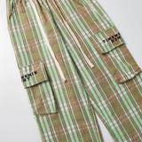 Men Sweatpants Plaid Casual Trousers Multi-Pocket Workwear Straight-Leg Pants