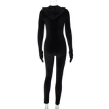 Women Jumpsuit Autumn Sexy Zip Hooded Slim Fit Sheath Jumpsuit