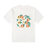 Hand Draw Peach Summer New Cartoon  T-shirts Harajuku