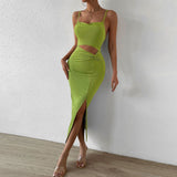 Women Dress Hollow Sheath Knitted Sexy Suspenders Dress