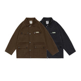 Unisex Jacket Fall Retro Workwear Washed Jacket