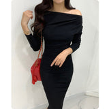 Women Dresses Blue Long Sleeved Dress Long Dress