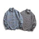 Unisex Shirts Autumn Vertical Striped Casual Shirt