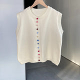 Women Cardigan Sweater Spring Cardigan Long Sleeve Loose Button Sweater Vest A680