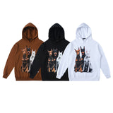 Men Hoodie Hip Hop Retro Doberman Pinscher Hooded Sweater