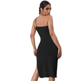 Women Dress Summer Sexy Split Sling Hip Knitwear Dress