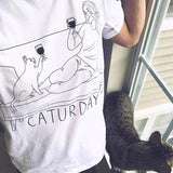Women Funny Cat Lover T Shirt Cute Cartoon Cat Graphic Tees