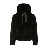 Women Trench Coat Autumn and Winter Plush Coat Hooded Long Sleeve Warm Short Top
