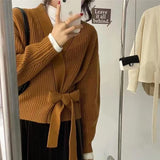 Women Knitwear Autumn Retro V-neck Sweaters Cardigan