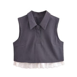 Women Tops Summer Vintage Vest Short Top