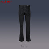 MIJKO Mens Vintage Pants Zipper Leg Ripped Unisex Jeans