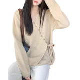 Women Knitwear Spring and Autumn V-neck Knitwear Loose Sweater