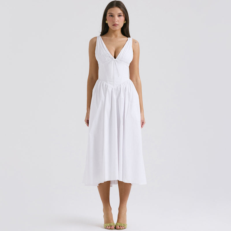 Women Dresses Summer Sexy V-neck Sleeveless Dress Dress (Lbk0409)