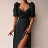 Women Dresses Summer Elegance Shu Slit Dress (Bla0420)