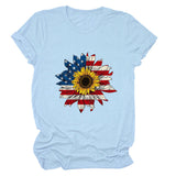 T-shirt pattern sunflower print round neck casual short sleeve
