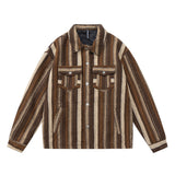 Unisex Jacket Autumn Brushed Striped Coat