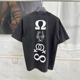 Mens T-shirts Saint Michael Candle Letter Vintage Washed Old Short Sleeves