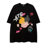 Men T Shirt Cartoon Puff Print Short Sleeve T-shirt