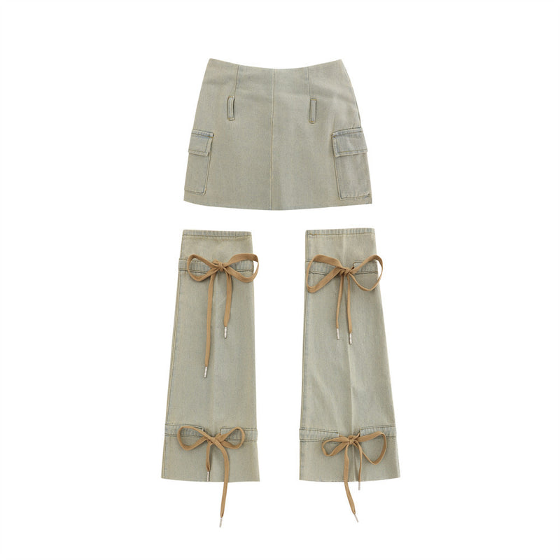 Women Skirt Denim Skirt A- Line Skirt Summer Washed and Worn Skirt