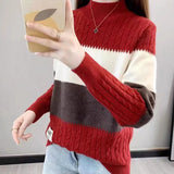 Women Knitted Pullover Autumn and Winter Turtleneck Sweater Leisure Pullover Knitwear