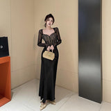 Women Dresses Lace Long Sleeve Dress Autumn and Winter Sexy Skirt (Csm202403)