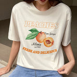 Peaches Retro Style Women's T-Shirts Cottagecore Aesthetic