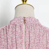 Women Dresses Chiffon Skirt Spring Stand Collar Pleated Loose Dress (Qymy0409)