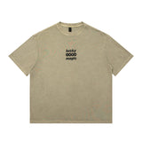 Men T Shirt Washed Distressed Short Sleeve Printed T-shirt